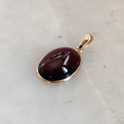 Natural Garnet Pendant, 14K Solid Gold Garnet Pendant, Solid Gold Pendant Necklace, January Birthstone, Christmas Gift, Garnet Jewelry