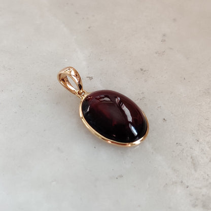 Natural Garnet Pendant, 14K Solid Gold Garnet Pendant, Solid Gold Pendant Necklace, January Birthstone, Christmas Gift, Garnet Jewelry