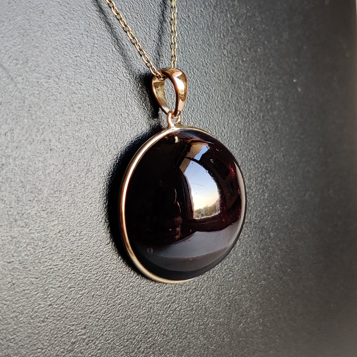 Natural Garnet Pendant, 14K Solid Gold Garnet Pendant, Solid Gold Pendant Necklace, January Birthstone, Bezel Pendant, Christmas Present