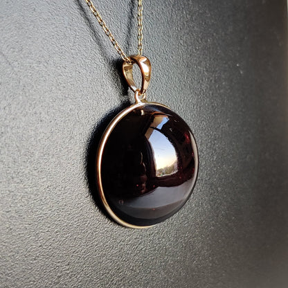 Natural Garnet Pendant, 14K Solid Gold Garnet Pendant, Solid Gold Pendant Necklace, January Birthstone, Bezel Pendant, Christmas Present