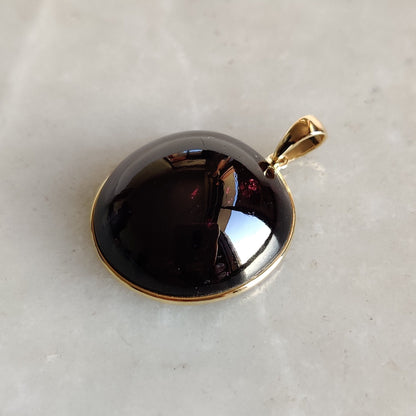 Natural Garnet Pendant, 14K Solid Gold Garnet Pendant, Solid Gold Pendant Necklace, January Birthstone, Bezel Pendant, Christmas Present