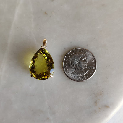 Natural Lemon Topaz Pendant, 14K Solid Gold Lemon Topaz Pendant, Solid Gold Pendant,  November Birthstone, Christmas Gift, Topaz Jewelry