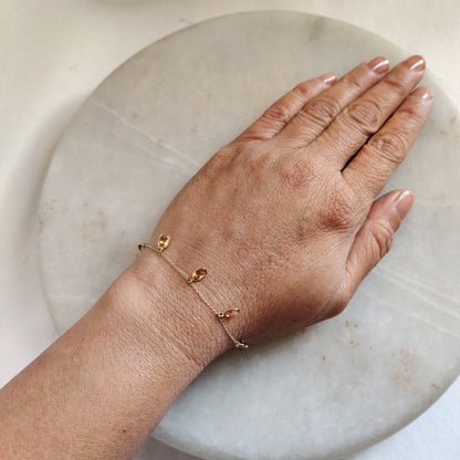 Natural Citrine Bracelet, 14K Yellow Gold Citrine Bracelet, Chain Bracelet, Dainty Gemstone Bracelet, November Birthstone, Christmas Gifts