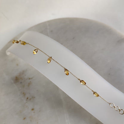 Natural Citrine Bracelet, 14K Yellow Gold Citrine Bracelet, Chain Bracelet, Dainty Gemstone Bracelet, November Birthstone, Christmas Gifts