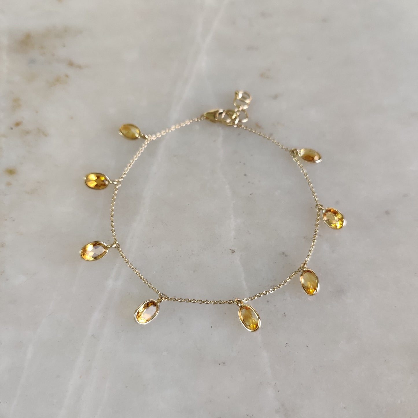 Natural Citrine Bracelet, 14K Yellow Gold Citrine Bracelet, Chain Bracelet, Dainty Gemstone Bracelet, November Birthstone, Christmas Gifts