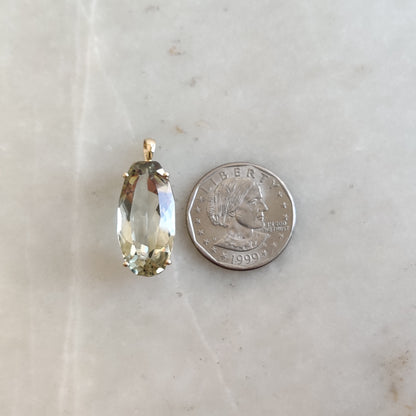 Natural Green Amethyst Pendant, 14K Solid Yellow Gold Green Amethyst Pendant, Solid Gold Prong Pendant, February Birthstone, Christmas Gift