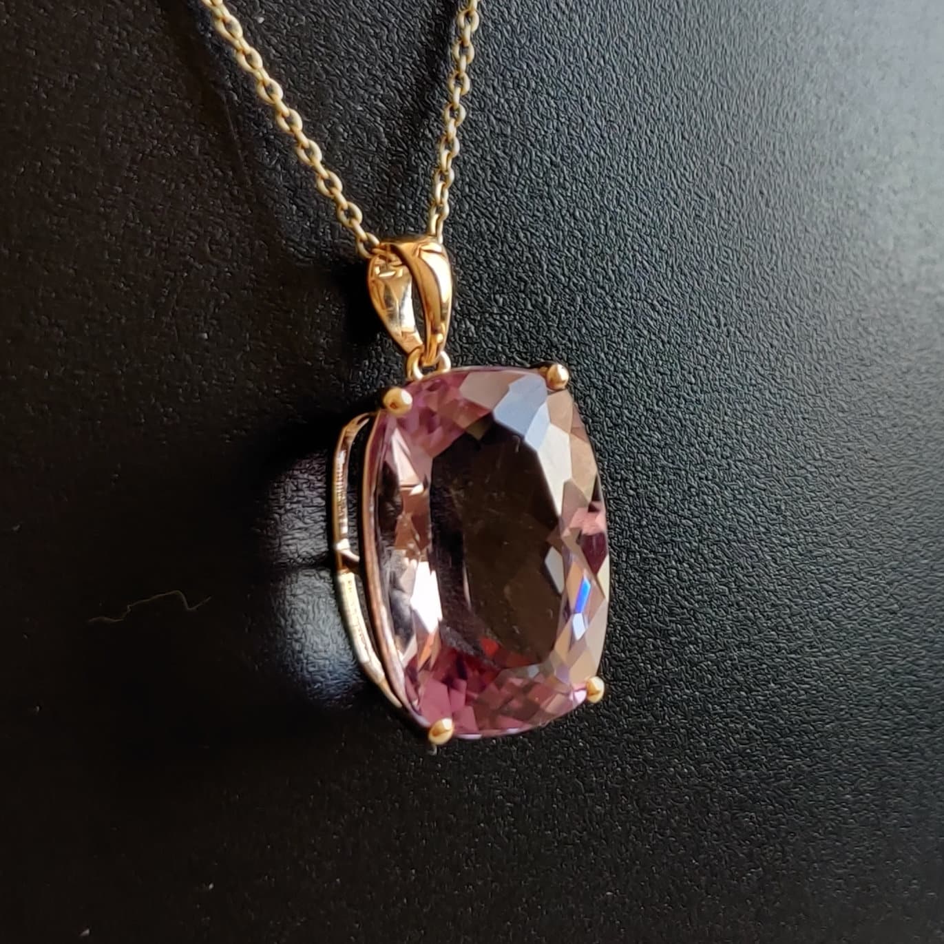 Colgante de amatista rosa natural, colgante de amatista rosa de oro amarillo macizo de 14 quilates, piedra natal de febrero, regalo de Navidad, joyería de amatista rosa