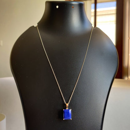 Natural Lapis Lazuli Pendant, 14K Yellow Gold Lapis Lazuli Pendant, Solid Gold Pendant Necklace, September Birthstone, Christmas Gift