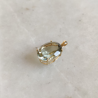 Natural Green Amethyst Pendant, 14K Solid Yellow Gold Green Amethyst Pendant, Solid Gold Prong Pendant, February Birthstone, Christmas Gift