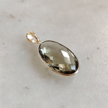 Natural Green Amethyst Pendant, 14K Solid Gold Green Amethyst Pendant, Solid Gold Pendant Necklace, February Birthstone, Christmas  Gift