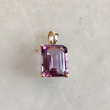 Natural Pink Amethyst Pendant, 14K Solid Gold Pink Amethyst Pendant, Solid Gold Octagon Pendant, February Birthstone, Pink Amethyst Jewelry