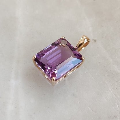 Natural Purple Amethyst Pendant, 14K Solid Gold Purple Amethyst Pendant, February Birthstone, Christmas Gift, Amethyst Octagon Pendant