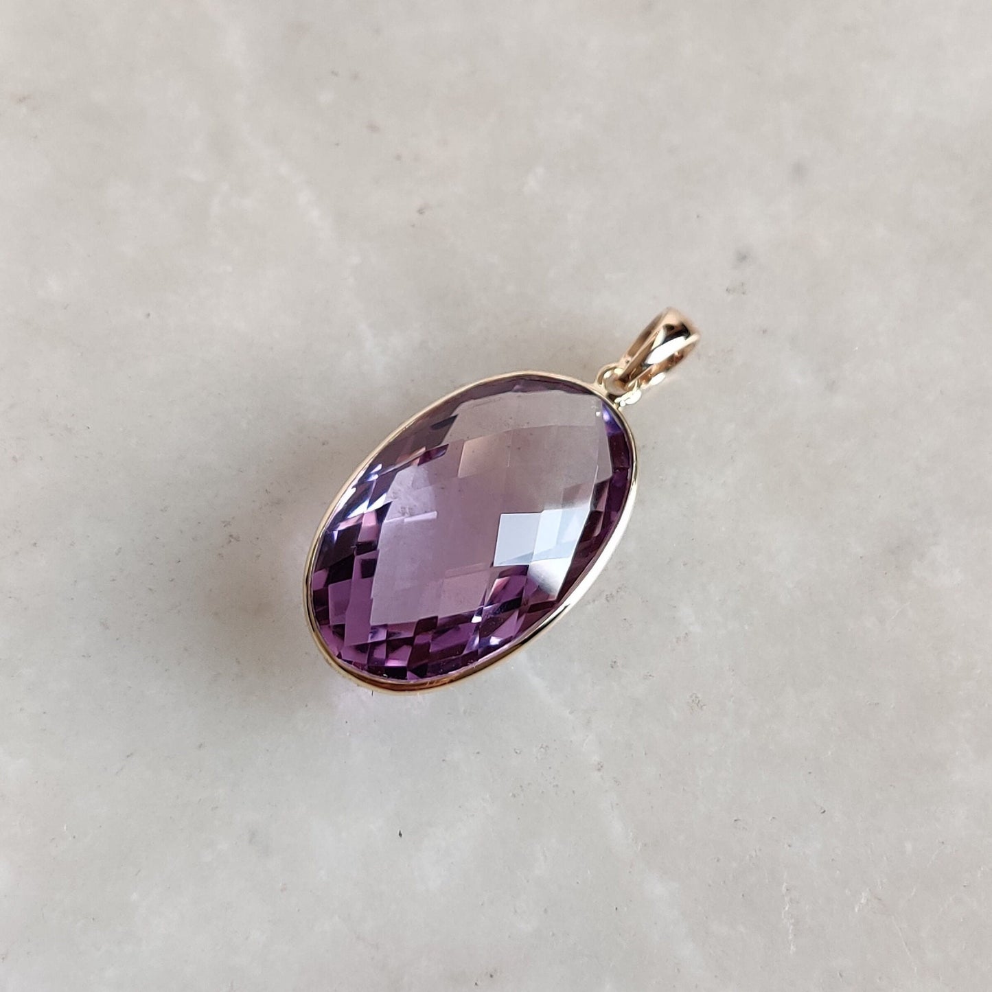 Natural Purple Amethyst Pendant, 14K Solid Gold Purple Amethyst Pendant, Solid Gold Pendant Necklace, February Birthstone, Christmas Gift