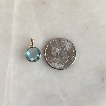 Natural Sky Blue Topaz Pendant, 14K Solid Gold Sky Blue Topaz Pendant, Solid Gold Bezel Pendant, December Birthstone, Christmas Gift