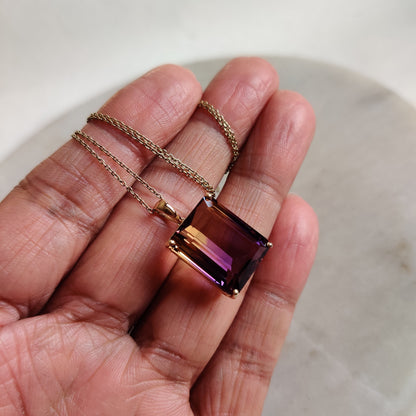 Natural Ametrine Pendant, Purple Amethyst & Citrine Pendant Necklace, 14K Solid Gold Ametrine Pendant, Christmas Gift, Feb Nov Birthstone