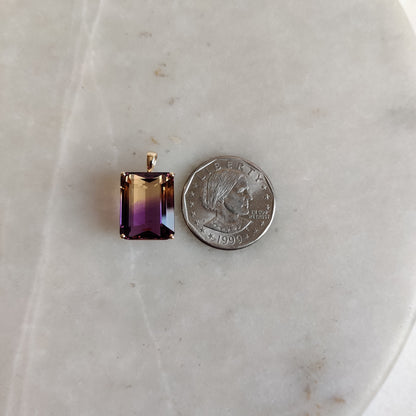 Natural Ametrine Pendant, Purple Amethyst & Citrine Pendant Necklace, 14K Solid Gold Ametrine Pendant, Christmas Gift, Feb Nov Birthstone