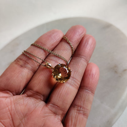 Natural Citrine Pendant, 14K Solid Yellow Gold Citrine Pendant, Citrine Prong Pendant, November Birthstone, Christmas Gift, Citrine Jewelry