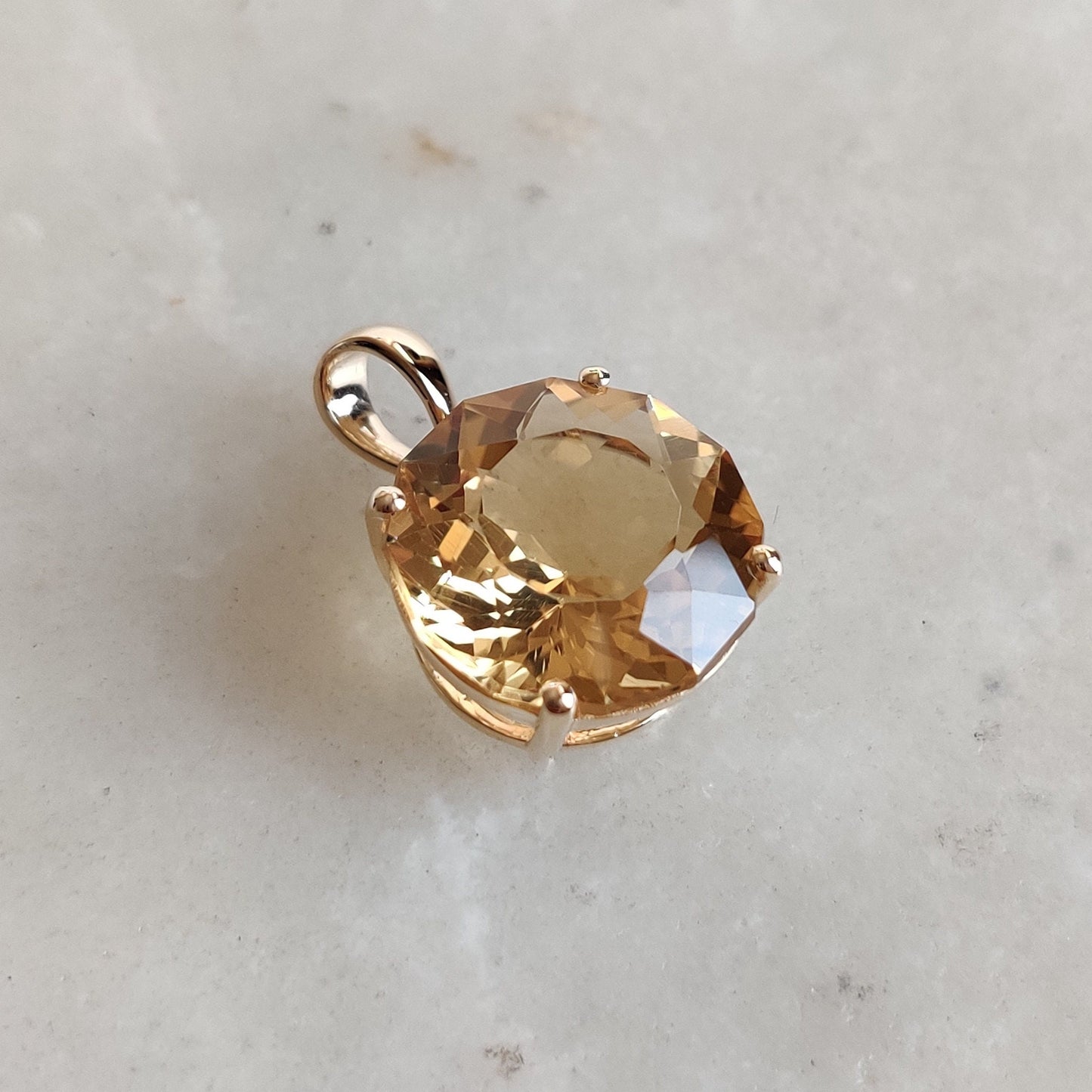 Natural Citrine Pendant, 14K Solid Yellow Gold Citrine Pendant, Citrine Prong Pendant, November Birthstone, Christmas Gift, Citrine Jewelry