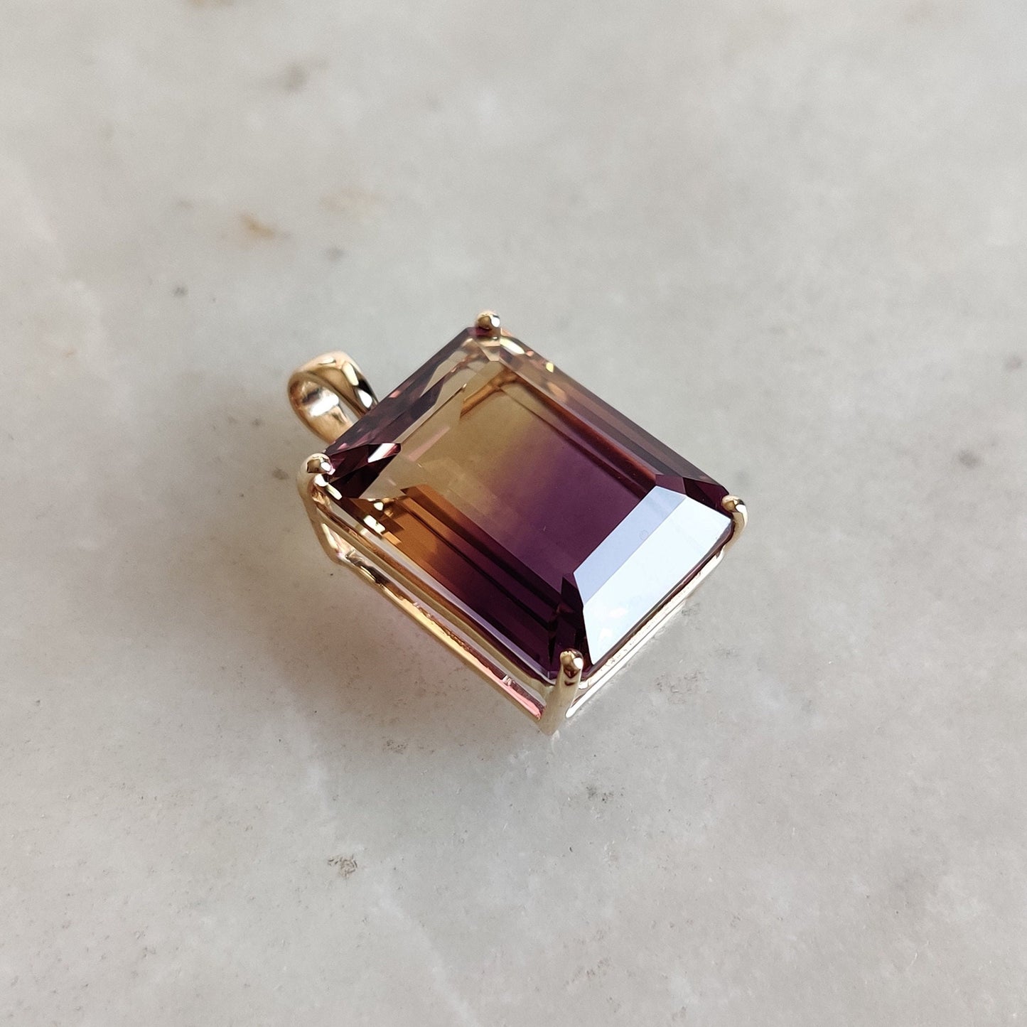 Natural Ametrine Pendant, Purple Amethyst & Citrine Pendant Necklace, 14K Solid Gold Ametrine Pendant, Christmas Gift, Feb Nov Birthstone