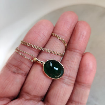 Natural Emerald Pendant, 14K Solid Yellow Gold Emerald Pendant, Solid Gold Pendant Necklace, May Birthstone, Christmas Gift, Emerald Jewelry