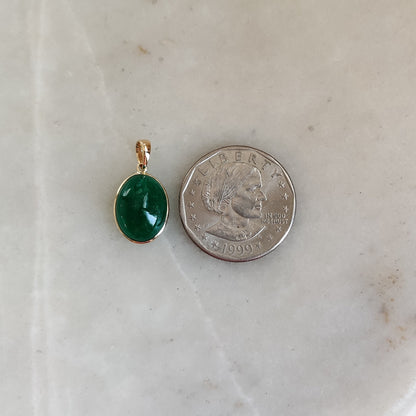 Natural Emerald Pendant, 14K Solid Yellow Gold Emerald Pendant, Solid Gold Pendant Necklace, May Birthstone, Christmas Gift, Emerald Jewelry