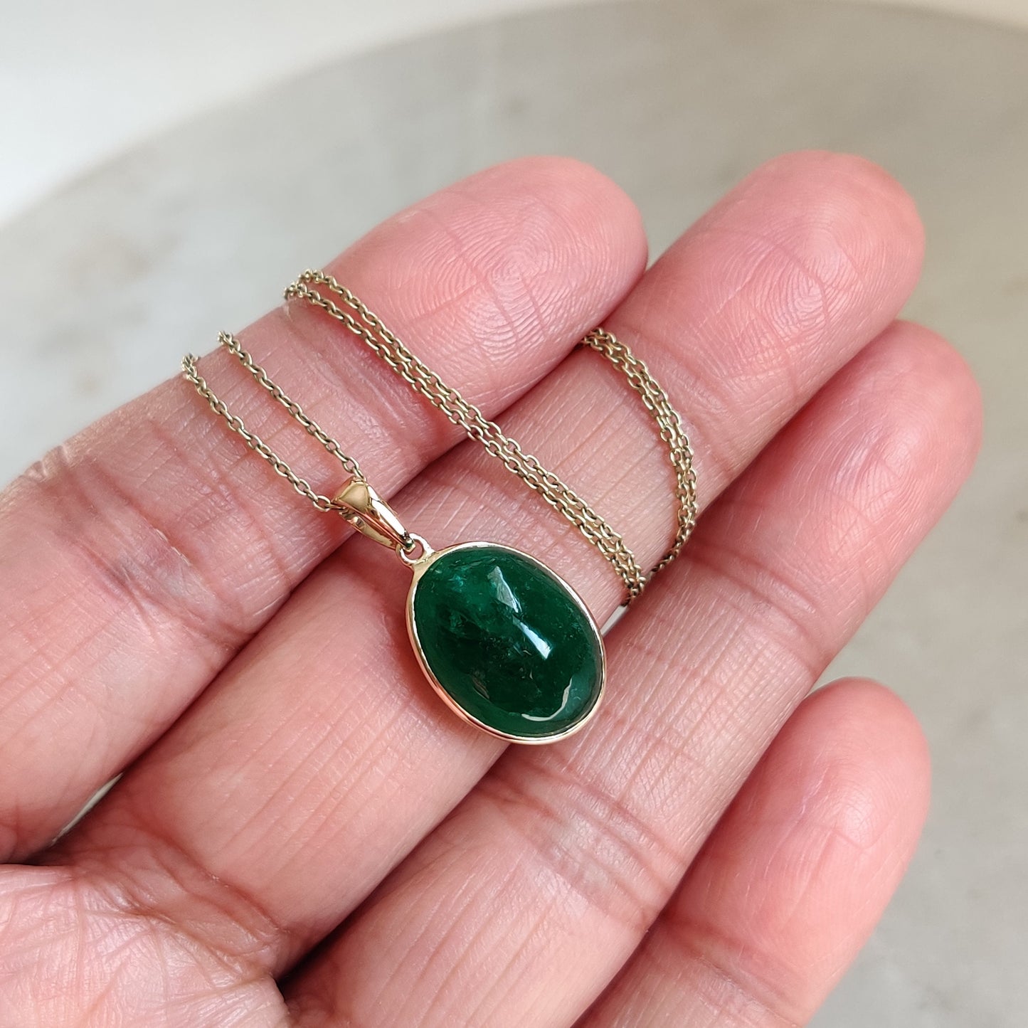 Natural Emerald Pendant, 14K Solid Yellow Gold Emerald Pendant, Solid Gold Pendant Necklace, May Birthstone, Christmas Gift, Emerald Jewelry