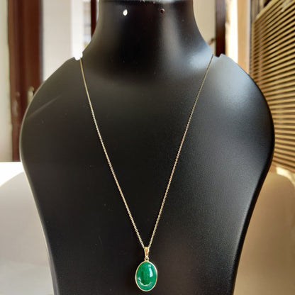 Natural Emerald Pendant, 14K Solid Yellow Gold Emerald Pendant, Solid Gold Pendant Necklace, May Birthstone, Christmas Gift, Emerald Jewelry