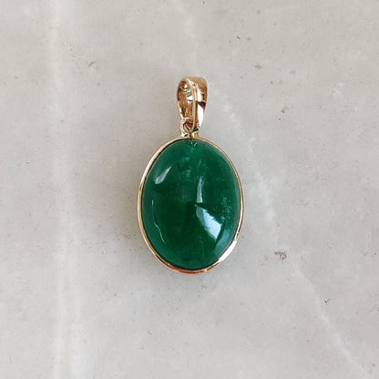 Natural Emerald Pendant, 14K Solid Yellow Gold Emerald Pendant, Solid Gold Pendant Necklace, May Birthstone, Christmas Gift, Emerald Jewelry