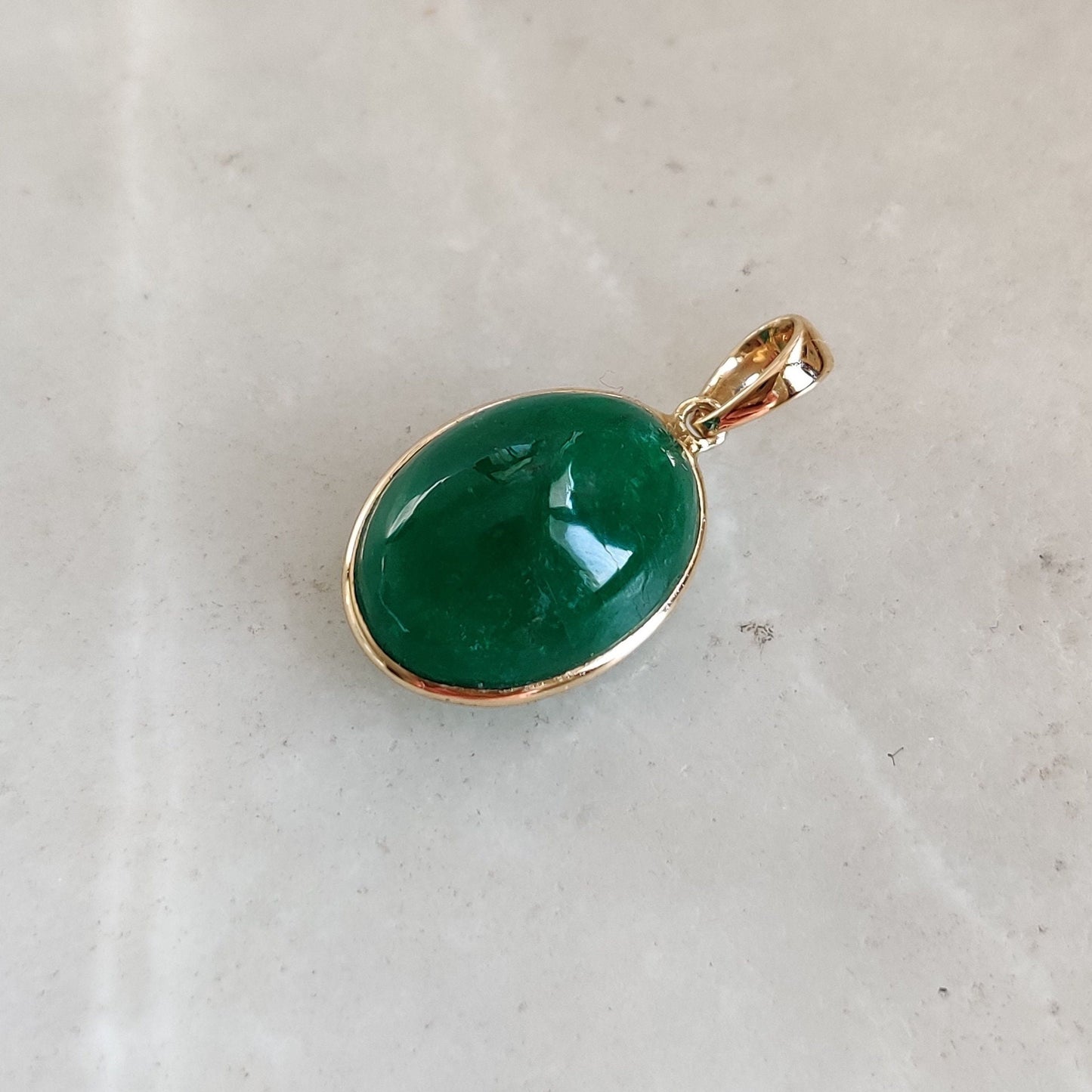 Natural Emerald Pendant, 14K Solid Yellow Gold Emerald Pendant, Solid Gold Pendant Necklace, May Birthstone, Christmas Gift, Emerald Jewelry