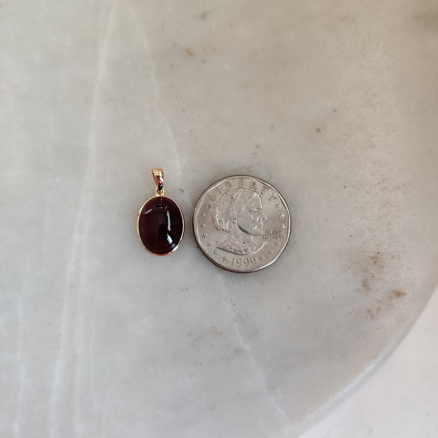 Natural Garnet Pendant, 14K Solid Gold Garnet Pendant, Solid Gold Pendant Necklace, January Birthstone, Christmas Gift, Garnet Jewelry