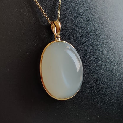 Natural White Moonstone Pendant, 14K Solid Yellow Gold Moonstone Pendant, June Birthstone, Bezel Pendant, Christmas Gift, Moonstone Jewelry