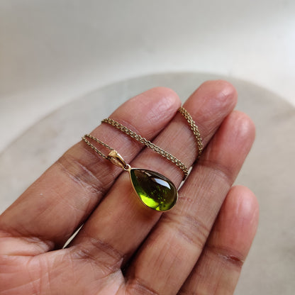 Natural Peridot Pendant, 14K Solid Gold Peridot Pendant, Solid Gold Pendant Necklace, August Birthstone, Christmas Gift, Peridot Jewelry