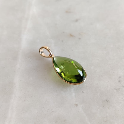 Natural Peridot Pendant, 14K Solid Gold Peridot Pendant, Solid Gold Pendant Necklace, August Birthstone, Christmas Gift, Peridot Jewelry