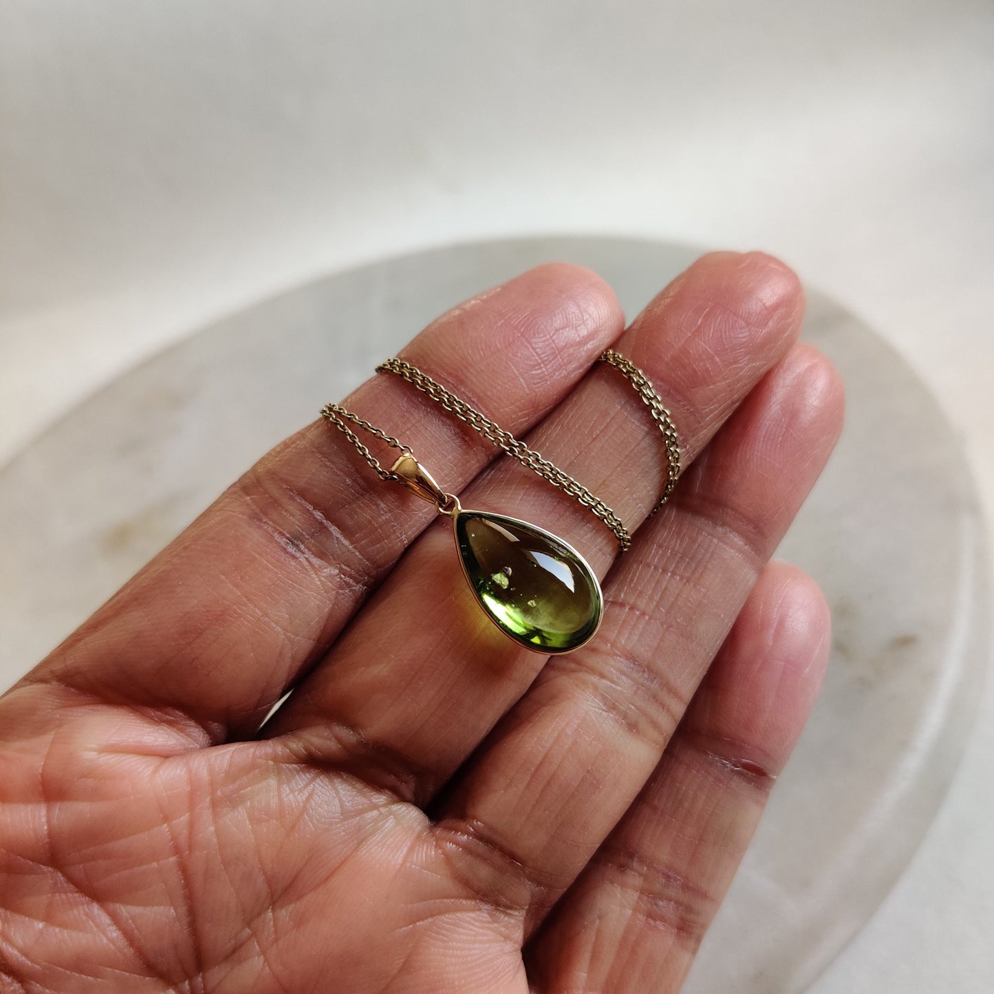 Natural Peridot Pendant, 14K Solid Gold Peridot Pendant, Solid Gold Pendant Necklace, August Birthstone, Christmas Gift, Peridot Jewelry