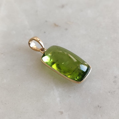 Colgante de peridoto natural, colgante de peridoto de oro macizo de 14 quilates, collar con colgante de oro macizo, piedra natal de agosto, regalo de Navidad, joyería de peridoto