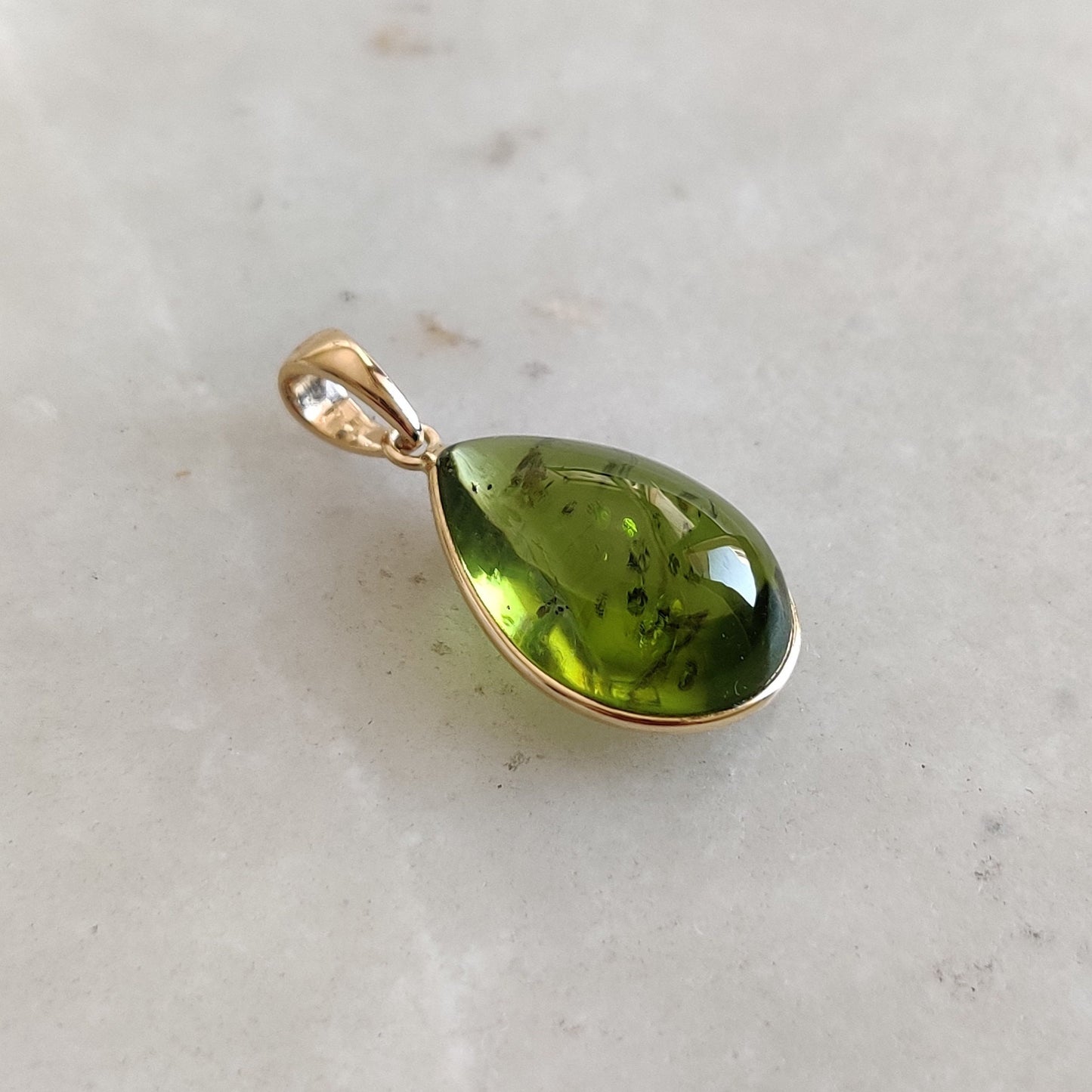 Natural Peridot Pendant, 14K Solid Gold Peridot Pendant, Solid Gold Pendant Necklace, August Birthstone, Christmas Gift, Peridot Jewelry