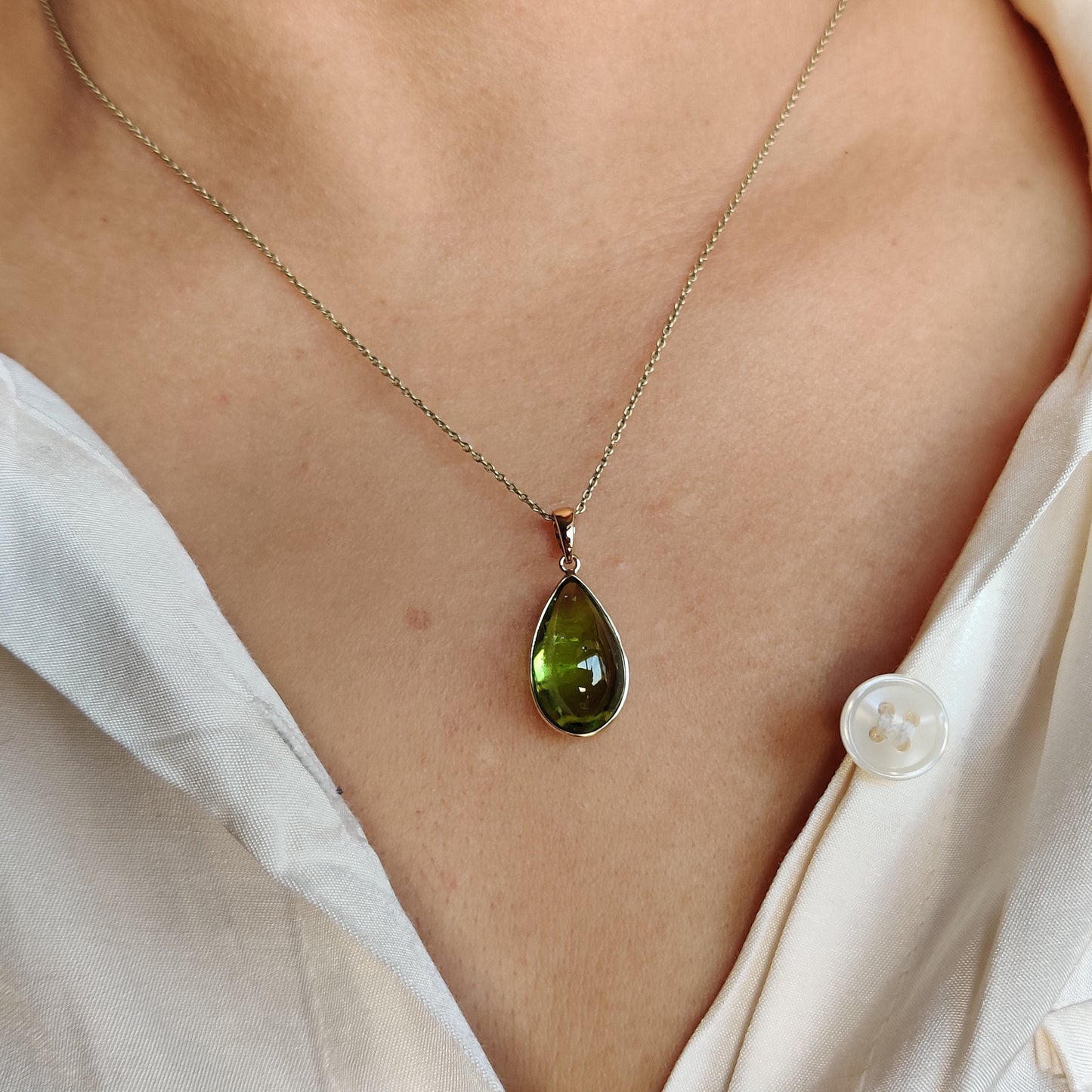 Natural Peridot Pendant, 14K Solid Gold Peridot Pendant, Solid Gold Pendant Necklace, August Birthstone, Christmas Gift, Peridot Jewelry