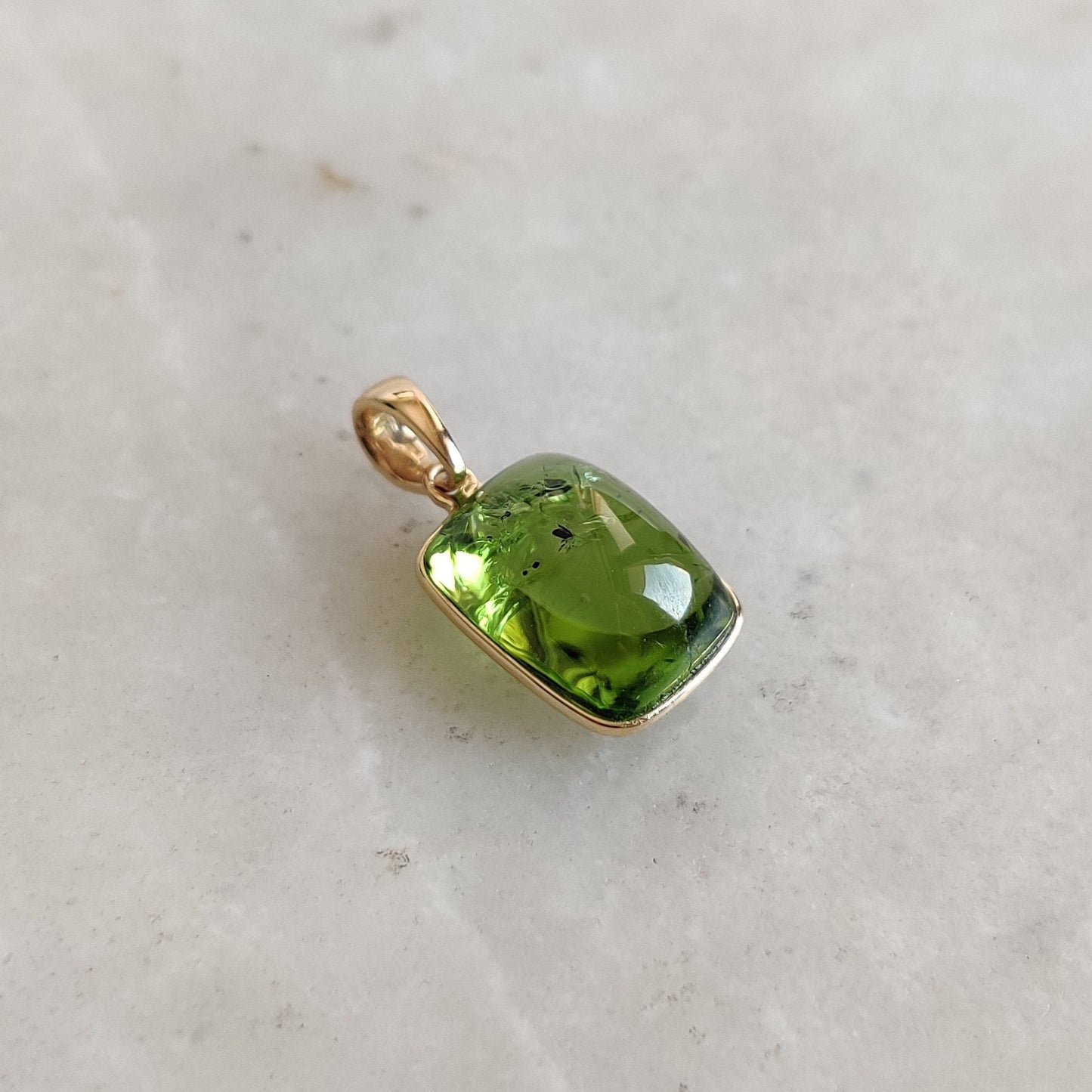 Natural Peridot Pendant, 14K Solid Gold Peridot Pendant, Solid Gold Pendant Necklace, August Birthstone, Peridot Gift, Peridot Jewelry