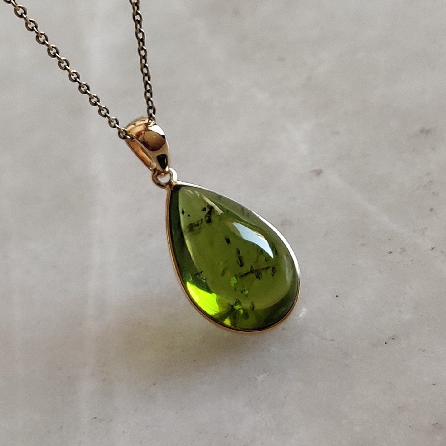 Natural Peridot Pendant, 14K Solid Gold Peridot Pendant, Solid Gold Pendant Necklace, August Birthstone, Christmas Gift, Peridot Jewelry