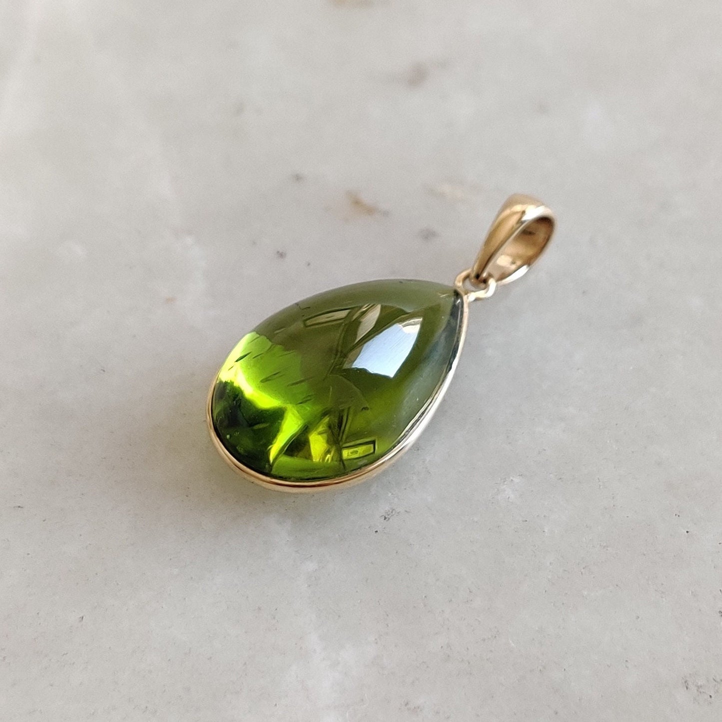 Natural Peridot Pendant, 14K Solid Gold Peridot Pendant, Solid Gold Pendant Necklace, August Birthstone, Christmas Gift, Peridot Jewelry