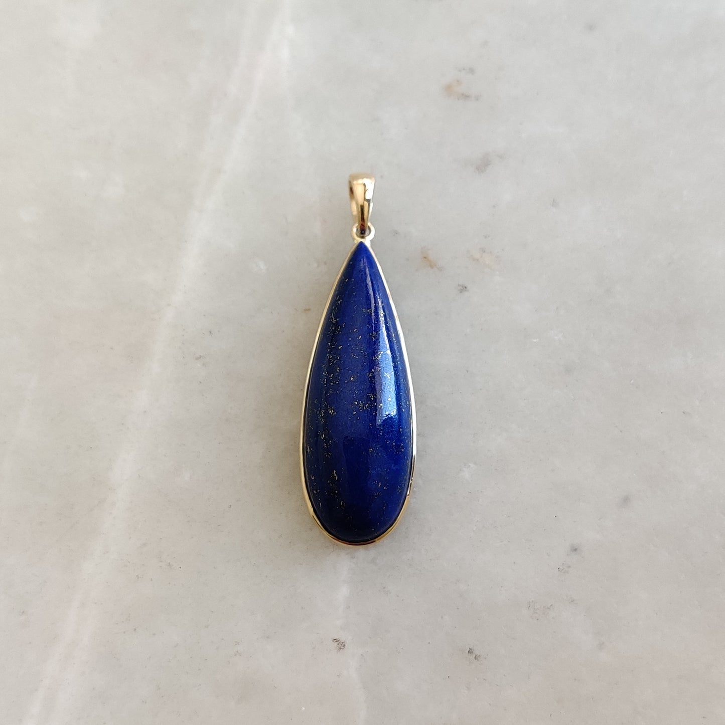 Natural Lapis Lazuli Pendant, 14K Yellow Gold Lapis Lazuli Pendant, Solid Gold Lapis Bezel Pendant, September Birthstone, Christmas Gift