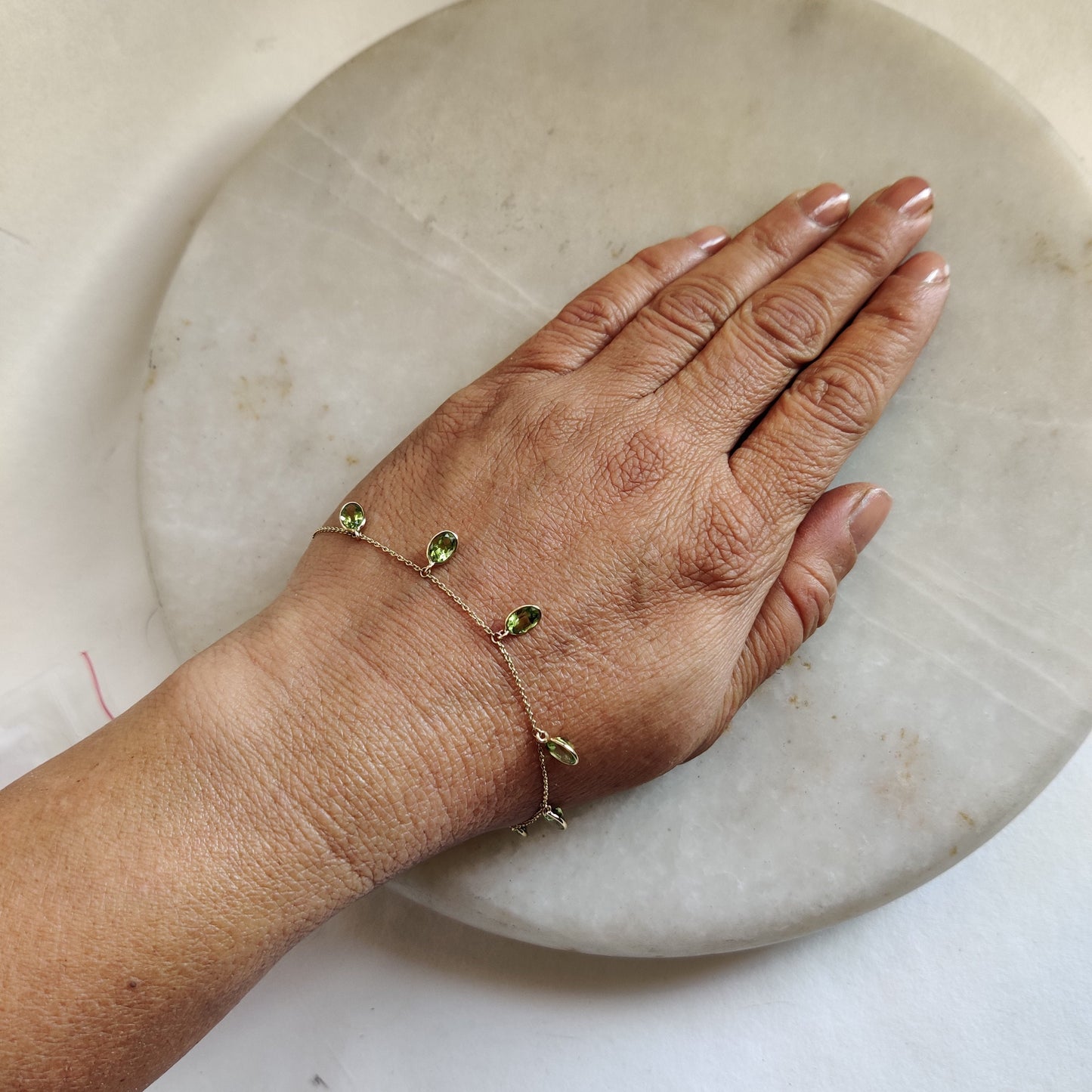 Natural Peridot Bracelet, 14K Yellow Gold Peridot Bracelet, Chain Bracelet, Dainty Gemstone Bracelet, August Birthstone,Gold Bracelets