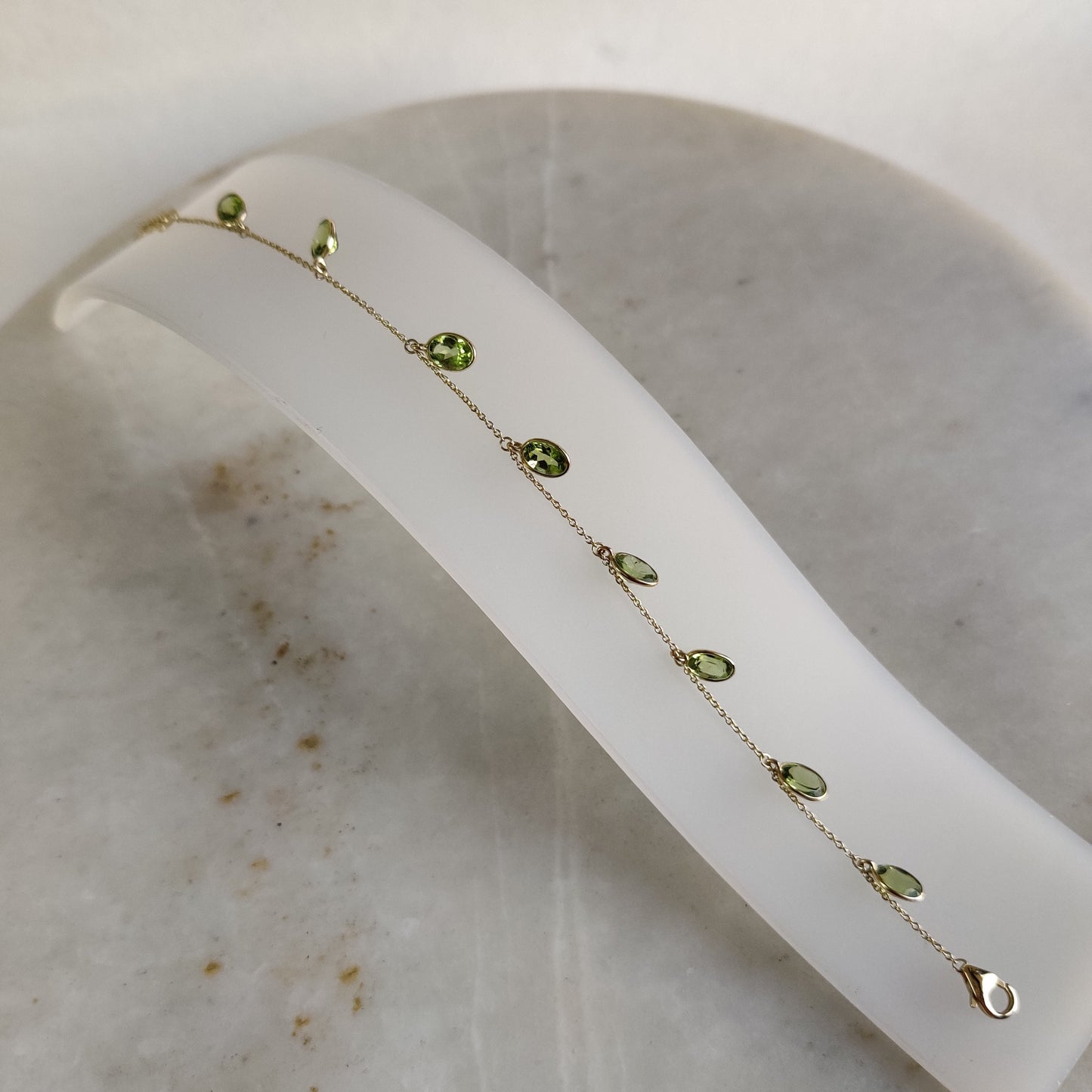 Natural Peridot Bracelet, 14K Yellow Gold Peridot Bracelet, Chain Bracelet, Dainty Gemstone Bracelet, August Birthstone,Gold Bracelets