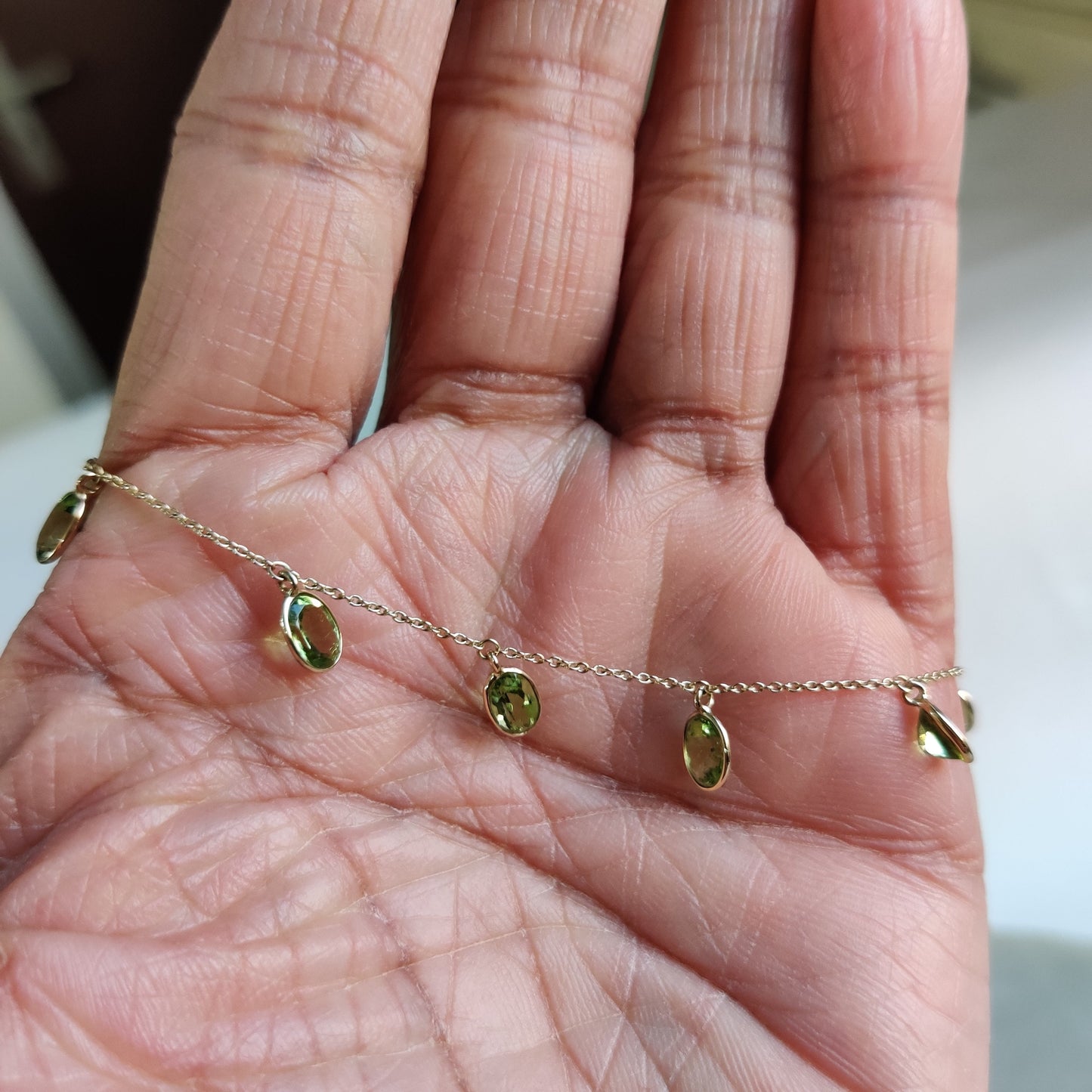 Natural Peridot Bracelet, 14K Yellow Gold Peridot Bracelet, Chain Bracelet, Dainty Gemstone Bracelet, August Birthstone,Gold Bracelets