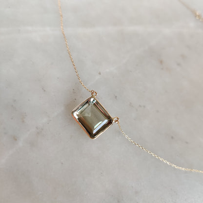 Natural Green Amethyst Pendant, 14K Solid Gold Green Amethyst Pendant, Solid Gold Octagon Necklace, February Birthstone, Christmas Gift