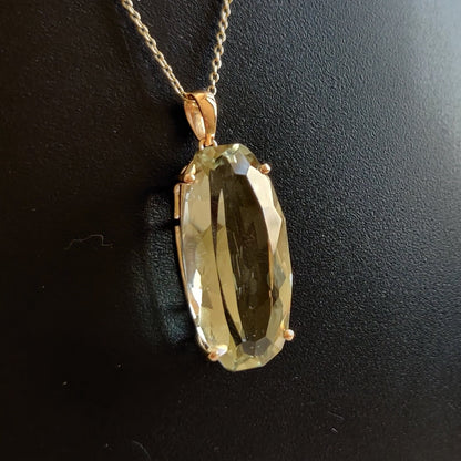 Natural Green Amethyst Pendant, 14K Solid Yellow Gold Green Amethyst Pendant, Solid Gold Prong Pendant, February Birthstone, Christmas Gift