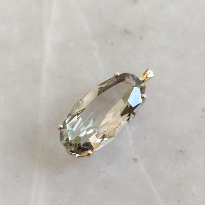 Natural Green Amethyst Pendant, 14K Solid Yellow Gold Green Amethyst Pendant, Solid Gold Prong Pendant, February Birthstone, Christmas Gift