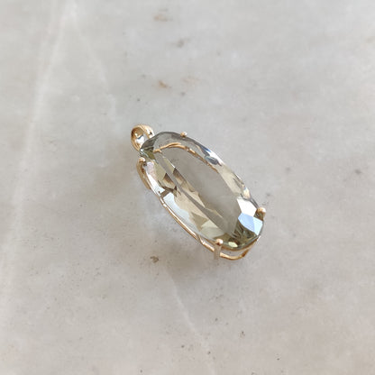 Natural Green Amethyst Pendant, 14K Solid Yellow Gold Green Amethyst Pendant, Solid Gold Prong Pendant, February Birthstone, Christmas Gift