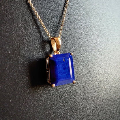 Natural Lapis Lazuli Pendant, 14K Yellow Gold Lapis Lazuli Pendant, Solid Gold Pendant Necklace, September Birthstone, Christmas Gift