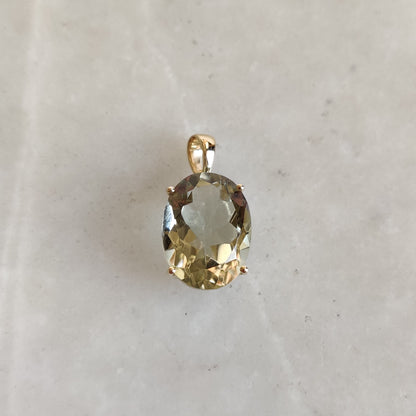 Natural Green Amethyst Pendant, 14K Solid Yellow Gold Green Amethyst Pendant, Solid Gold Prong Pendant, February Birthstone, Christmas Gift